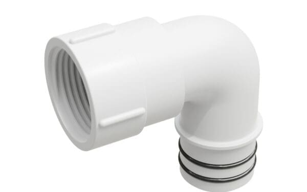 Part# MA-264, marine plumbing quick connection: qwik-lok Adaptor, 1-1/8" QL to 1" NPSM, elbow Rule pump adaptor